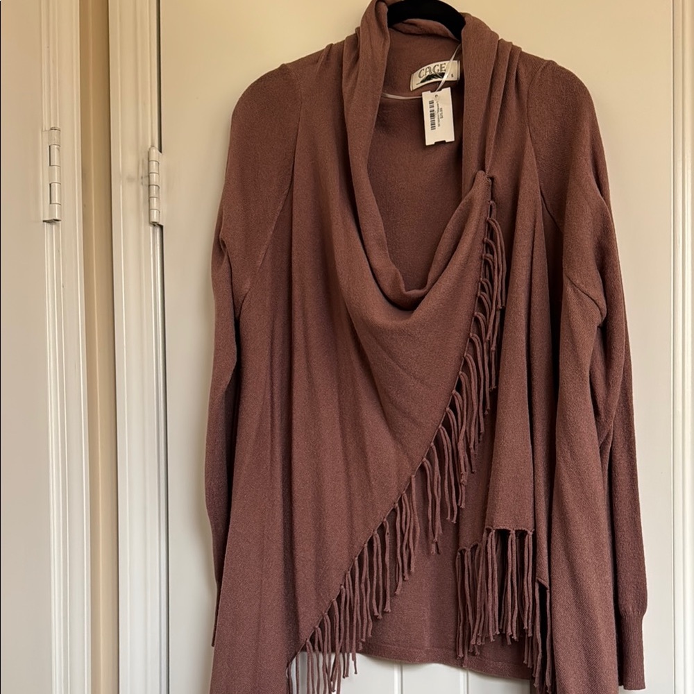 New Women's Mauve Fringe Sweater Size S